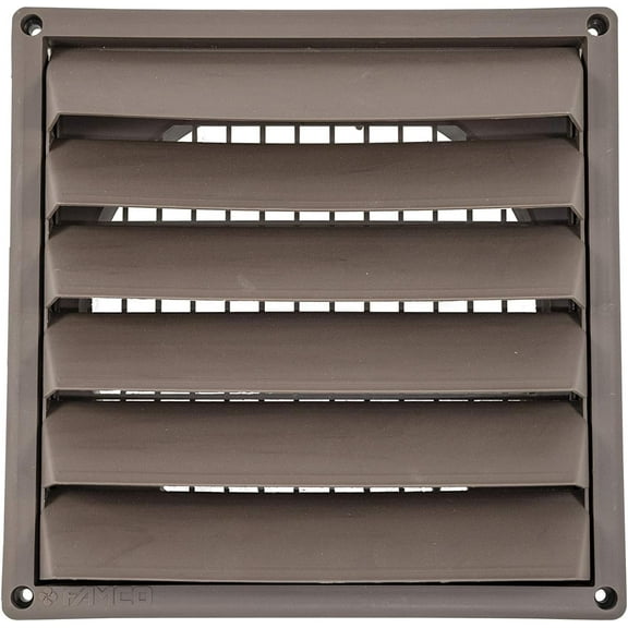RDP 8" Plastic Wall Vent with Fixed Louvers (Brown)