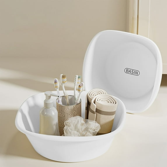 Plastic Wash Basin, Square Laundry Tub, Multipurpose Household Tub, Thickened Plastic Basin (8.6x8.6in), for Washing Clothes, Soaking Feet, Cleaning Vegetables, Food Safe, Stackable