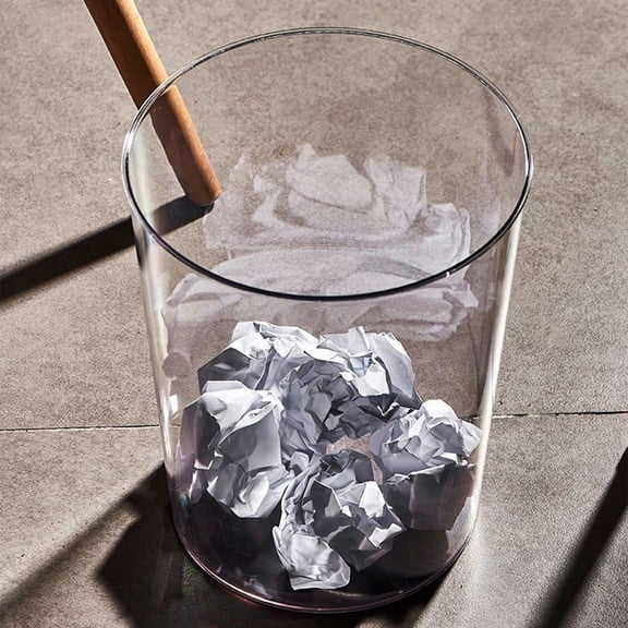 Plastic Wastebasket for Office Kitchen Bathroom, Transparent Round Trash Can with Modern Design, Versatile Storage Bin for Paper Flowers Chilled Drinks