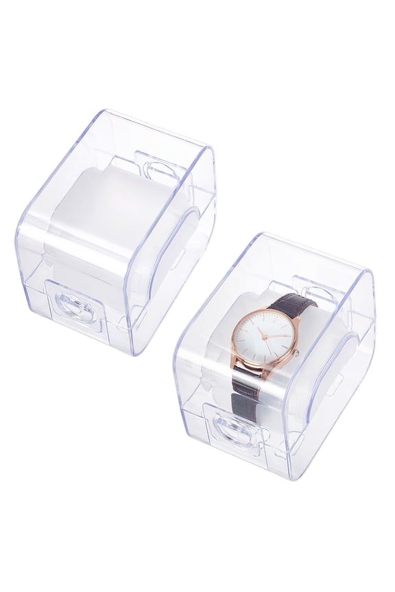 Plastic Watches Display Boxes Transparent Jewelry Storage Gift Case for Single Watch Rectangle Clear 5.8x9x7.8cm