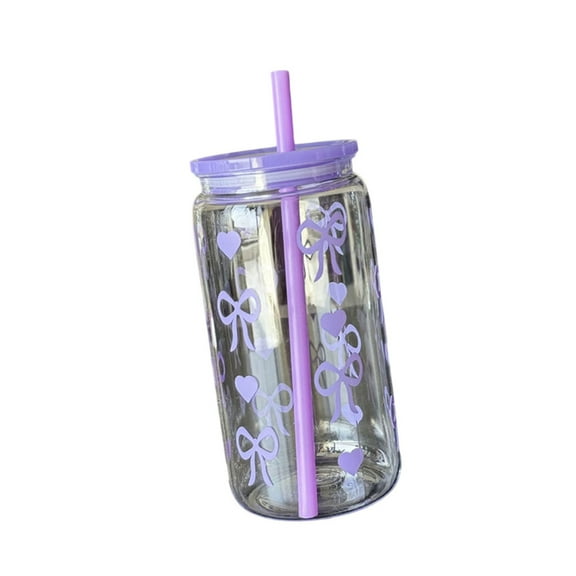 Plastic Water Bottle 16oz Bownot Accent Straw Included For Teenagers Travel Outdoor Water Drinking Cup