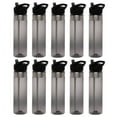 thumbnail image 1 of Plastic Water Bottle 24 oz with Inside Straw - BPA Free, Screw-On Cap, Flip Top Nozzle Mechanism - Slim Translucent Body - Eastman Tritan Copolyester - Charcoal - 10 Pack, 1 of 5