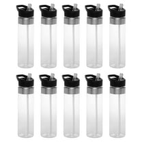 Plastic Water Bottle 24 oz with Inside Straw - BPA Free, Screw-On Cap, Flip Top Nozzle Mechanism - Slim Translucent Body - Eastman Tritan Copolyester - Clear - 10 Pack