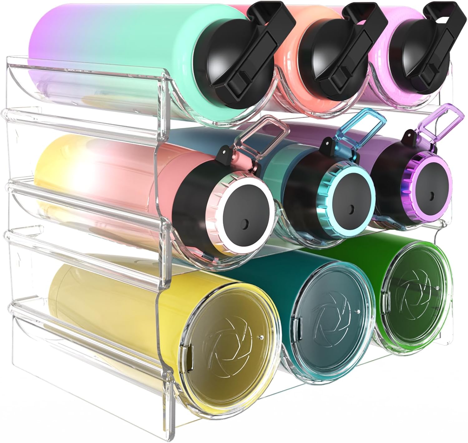 Plastic Water Bottle Organizer and Wine Rack Storage Holder,4 Tier 12 ...