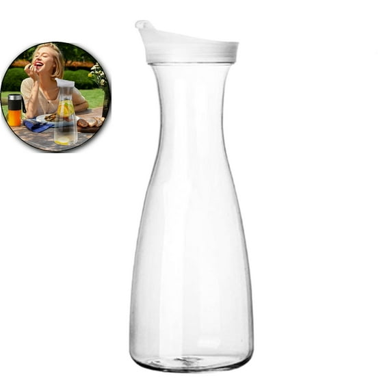 Plastic Water Carafe, Clear Plastic Pitcher, Flip Lid Beverage Jug for Iced Tea Cold Brew Home Bar Parties