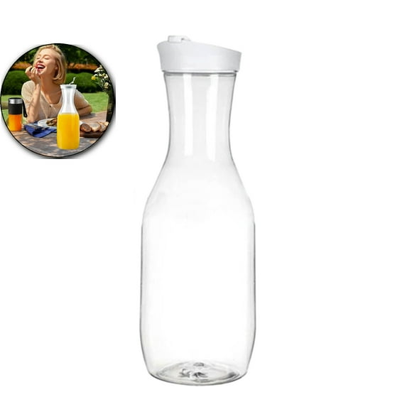 Plastic Water Carafe, Clear Plastic Pitcher, Flip Lid Beverage Jug for Iced Tea Cold Brew Home Bar Parties