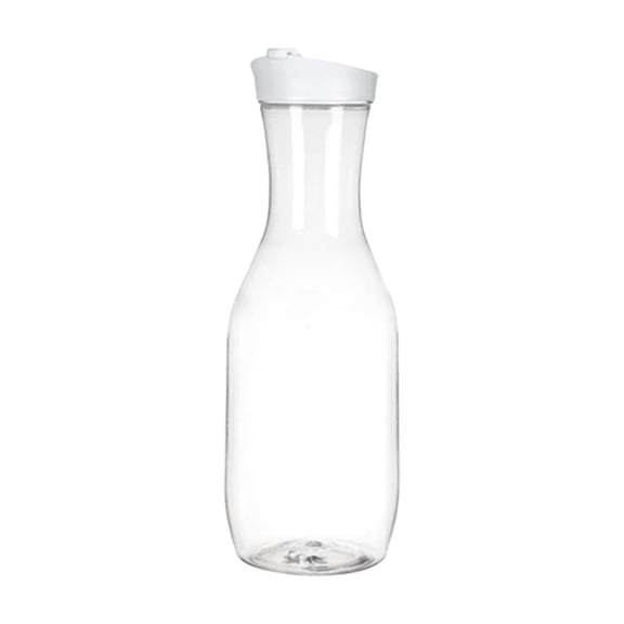 Plastic Water Carafe with Flip Top Lid, Durable Leakproof Juice Containers, Clear Plastic Pitcher - for Water, Iced Tea, Juice, Beverage, Cold Brew, 50 Oz, Square Base, 12.4x3.5"