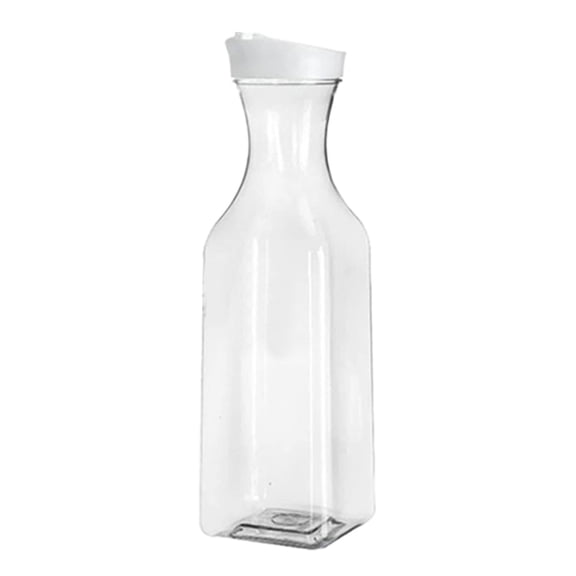 Plastic Water Carafe with Lid,Square Base Juice Containers,Clear Pitcher - for Water,Iced Tea,Juice,Beverage,Cold Brew and Mimosa Bar,Containers for Fridge