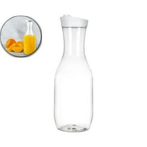 Plastic Water Carafe with Flip Lid - 50 oz Clear Beverage Jug for Iced Tea, Juice, Cold Brew, Milk & More - Leak-Proof & Shatterproof Drink Pitcher