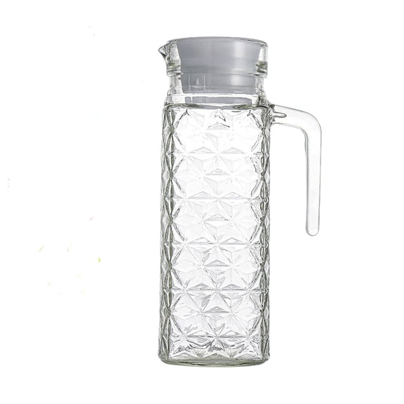 Plastic Water Pitcher Transparent Beverage Jug,Refrigerator Cold Drink Dispenser Kettle,Juice Milk Tea Storage Container,Large Capacity Home Kitchen Server,Portable Handle Lid Easy Pour Pitcher