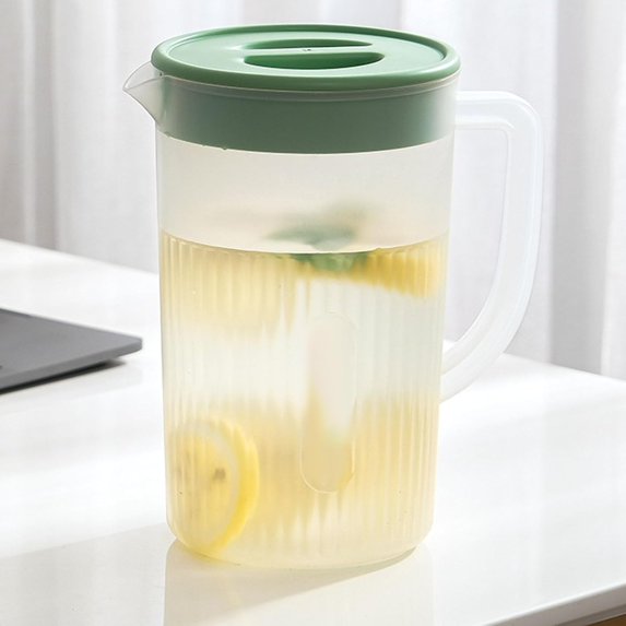 Plastic Water Pitchers with Lid for Drinks, Clear Water Carafe Jug Pitcher Lemonade Juice Beverage Jar with Strainer Cover and Handle for Hot Cold Coffee Drink, Matcha Green