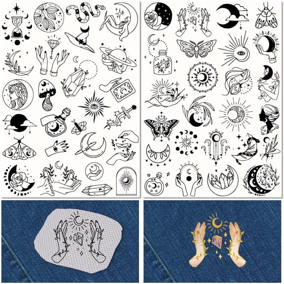 Plastic Water-soluble Embroidery Drawing Sketch Rectangle Moon 297x210mmm 2pcs/set for DIY