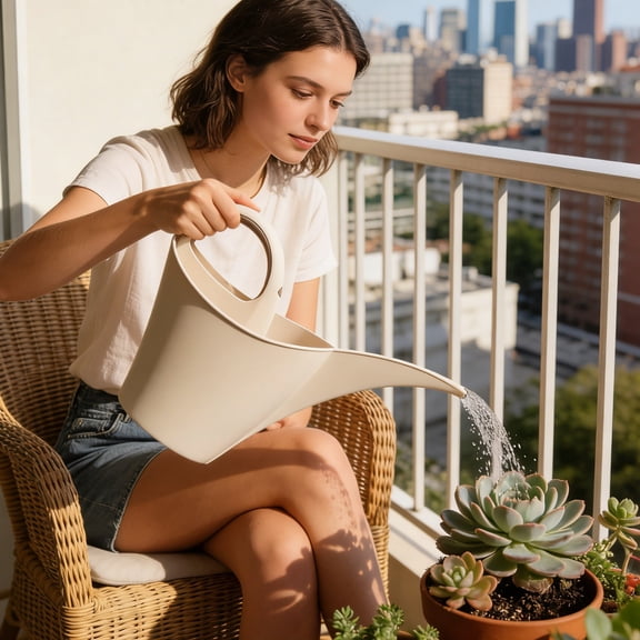 Plastic Watering Can with Long Spout, Large Capacity 2L, Thickened, Multi-Purpose for Indoor & Outdoor Plant and Vegetable Care, Ergonomic Handle, Pink/Gray/Green/Blue
