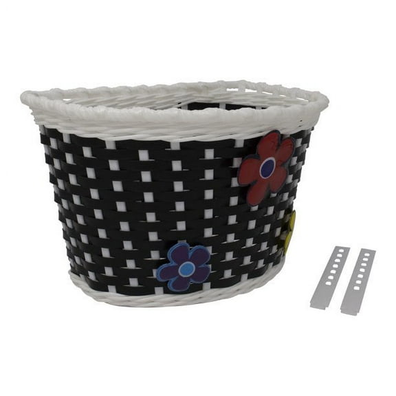 Plastic Weave Basket Black/White