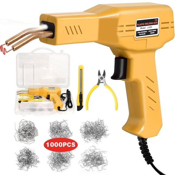 Plastic Welder Kit with 1000 PCS Staples, Pure Copper Transformer, Rapid Heating, Hot Stapler Gun for Car Bumper Repair and Plastic Welding