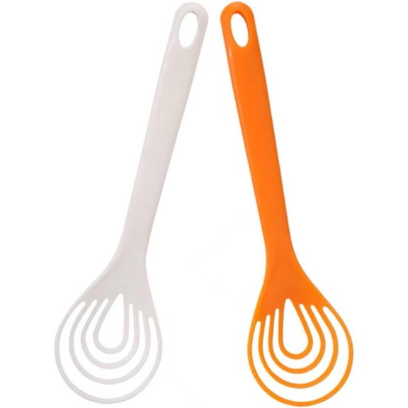Plastic Whisk Set of 2: Flat Whisks for Cooking, Kitchen Whisk Mixing Spoon for Blending, Frothing, Baking, Non-Scratch Kitchen Manual Mixing Gadgets