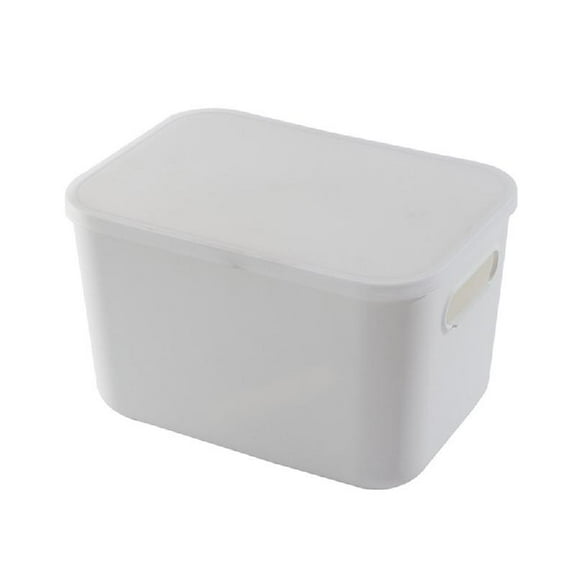 Plastic White Stackable Storage Box Bin with Clear Lid Handles Multifunctional Clothes Sundries Desktop Basket Organizer