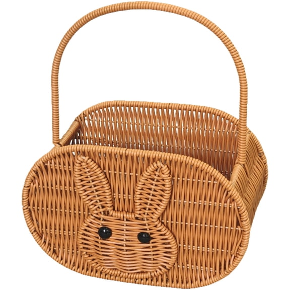 Plastic Wicker Picnic Basket with Handles, Empty Baskets for Gifts, Woven Easter Basket, Willow Picnic Hamper Garden Harvest Basket for Easter Egg Gathering, Candy, Toys, Wedding