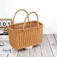 thumbnail image 1 of Plastic Wicker Shopping Basket with Handle, Picnic Basket with Handles, Imitation Rattan Woven Harvest Basket Holder, Rustic Fruits Vegetable Storage Baskets for Picnic, Wedding, Gifting, 1 of 6