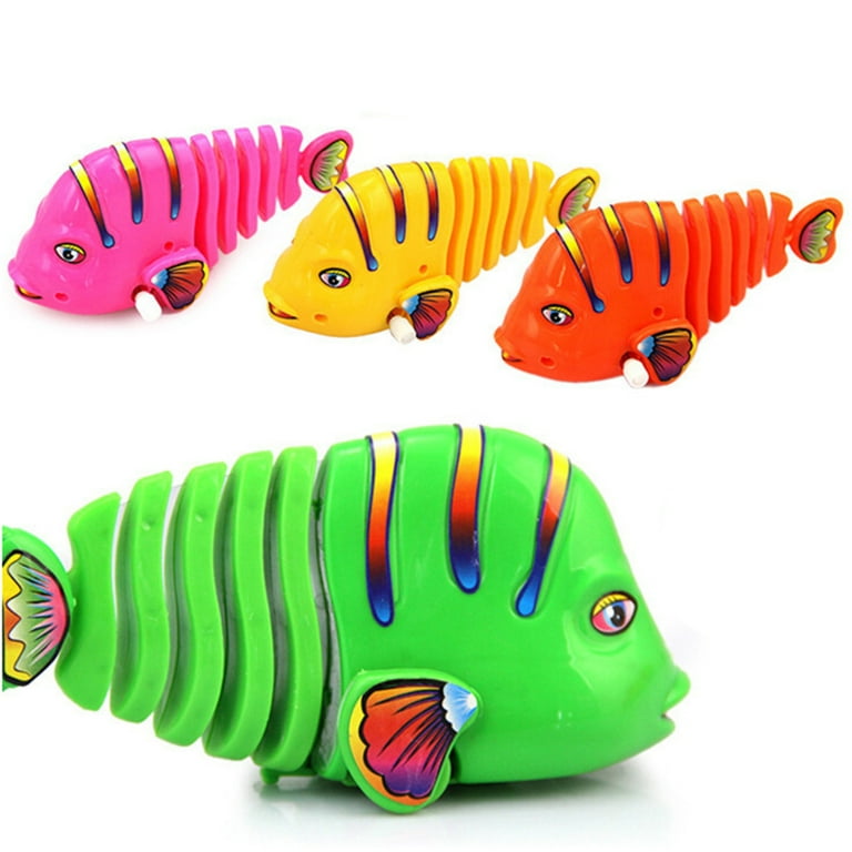 Plastic Wind-Up Wiggle Fish Toys Eye-catching and Wear-resistant