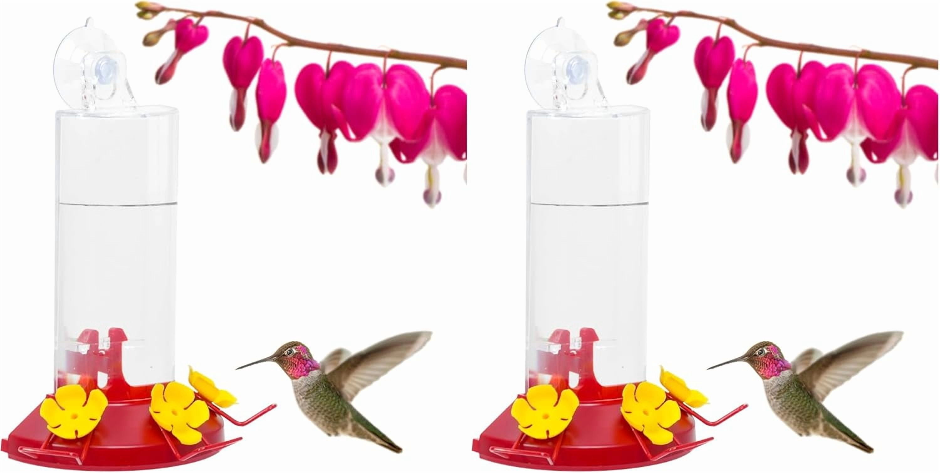 Plastic Window Mount Hummingbird Feeder with Perches - 8 oz Hummingbird Nectar Capacity, 217 - Hummingbirds feeders for Outdoors, (Pack of 2)