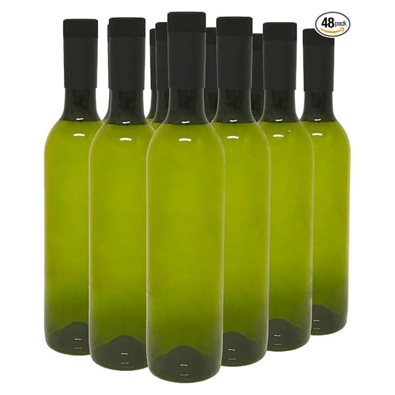 Plastic Wine Bottles & Screw , Green, 750ml - Pack of