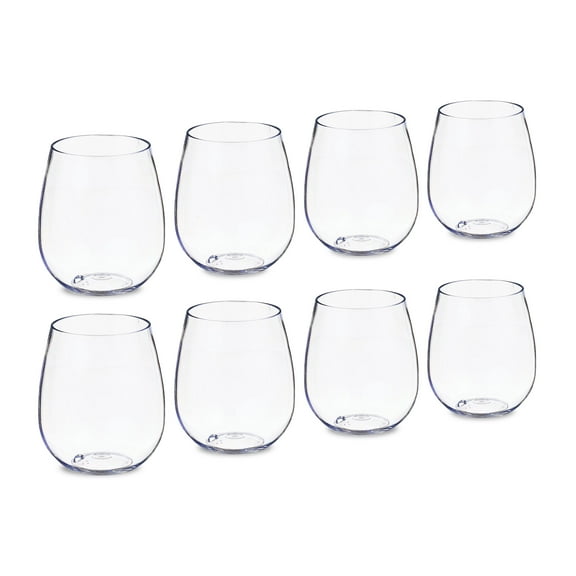 Clear Plastic Wine Glasses, 18.3 fl oz, 8 Pieces, by Way To Celebrate