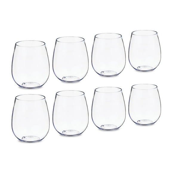 Clear Plastic Wine Glasses, 18.3 fl oz, 8 Pieces, by Way to Celebrate