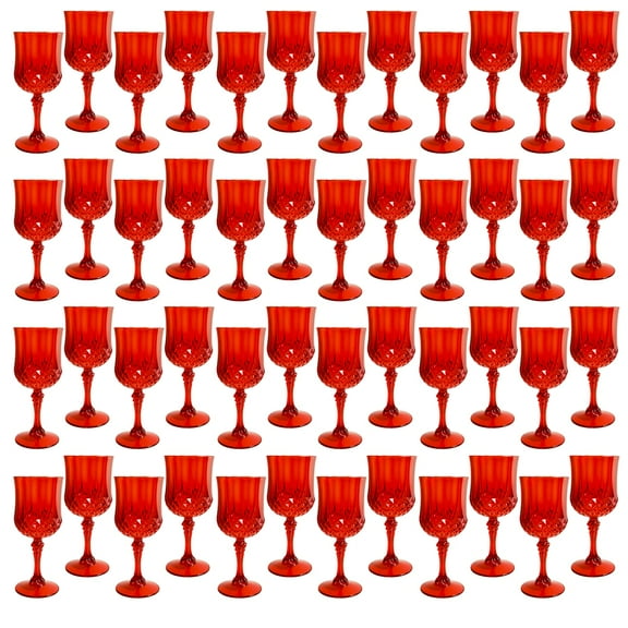 Plastic Wine Glasses，Plastic Goblets Vintage Style Cordial Drinking Glasses for Wedding Reception, Grand Event Party Supplies