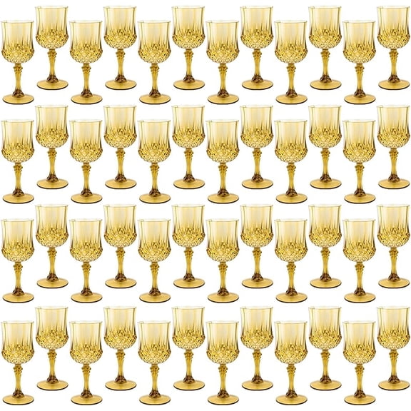 Plastic Wine Glasses,Plastic Goblets Vintage Style Cordial Drinking Glasses for Wedding Reception, Grand Event Party Supplies