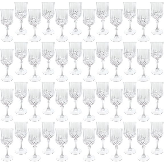 Plastic Wine Glasses，Plastic Goblets Vintage Style Cordial Drinking Glasses for Wedding Reception, Grand Event Party Supplies