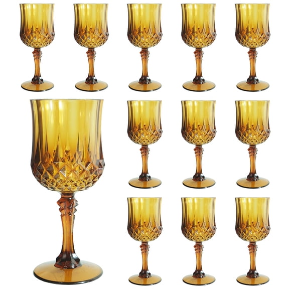 Plastic Wine Glasses, Plastic Goblets Vintage Style Cordial Unbreakable Drinking Glasses,Reusable Drinkware for Wedding Reception, Grand Event Party Supplies, Mother's Day(24, Pink)