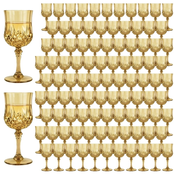 Plastic Wine Glasses, Plastic Goblets Vintage Style Cordial Unbreakable Drinking Glasses,Reusable Drinkware for Wedding Reception, Grand Event Party Supplies, Mother's Day(24, Pink)