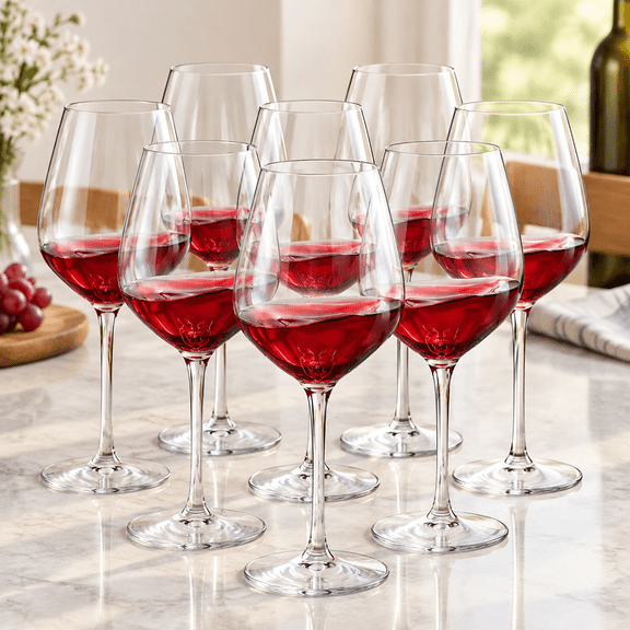 Plastic Wine Glasses Set of 8(15oz) | 100% Tritan & BPA Free | Unbreakable Wine Glasses with Stem | Dishwasher Safe | Perfect For Pool, Patio, Camping, Outdoor Parties, Everyday Use.