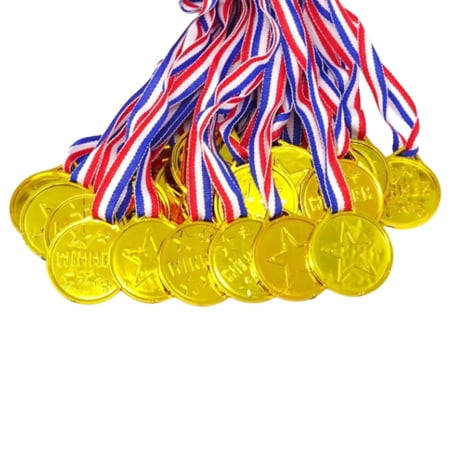 Plastic Winner Award Medals, 30pcs Kids Gold Winners Medals for Sports Competition Games Gymnastic Party Decorations