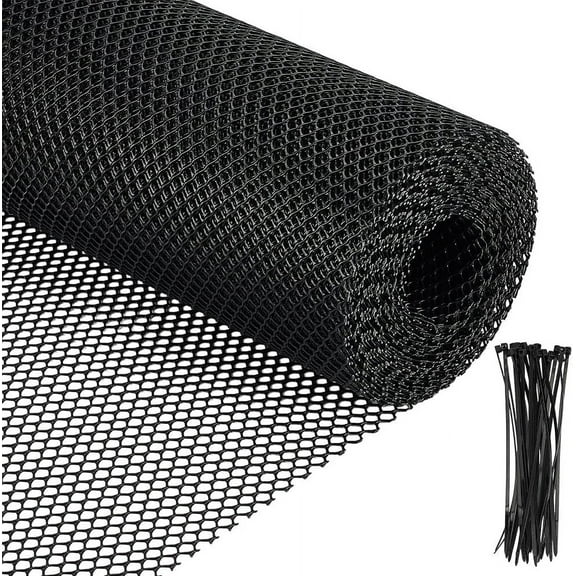 Plastic Wire Mesh Fence 26.2Ft x 11.8inch Black Garden Fencing with Twist Ties for Poultry Animal Barrier Flowers Gardening 1.7mm Thick Black
