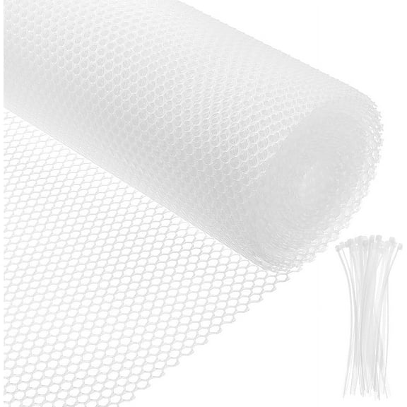 Plastic Wire Mesh Fence 26.2Ft x 11.8inch White Garden Fencing with Twist Ties