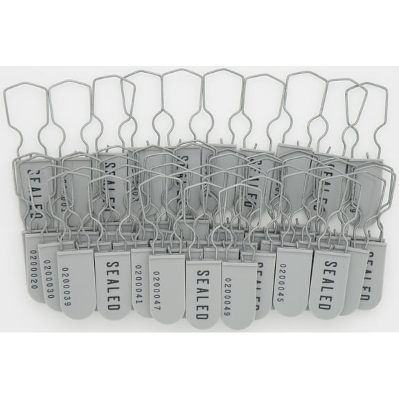 Plastic Wire Padlock Electric Meter Security Seals Sequentially Numbered Grey Pack of 50