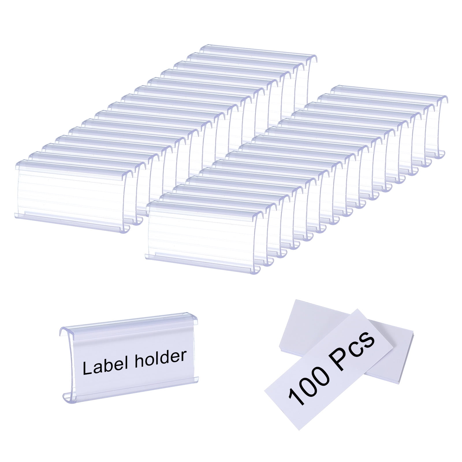 Plastic Wire Shelf Label Holders, Clear Price Tag Holder Reusable Shelf ...