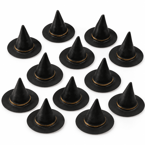 Plastic Witch Hats Mini Halloween Witch Hats Wizard Hat for DIY Crafts Bottle Toppers Halloween Party Supplies