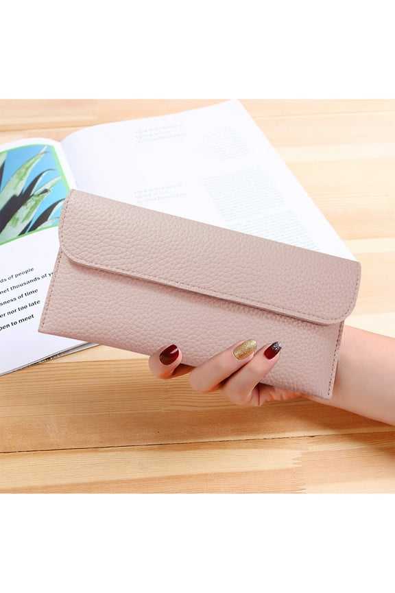 Plastic Womens Wallet, Pink Blue Black Green Red, 3.7×0.59×7.7in, Bifold Slim with Slots & Zipper, Coin Purse ID Card Holder