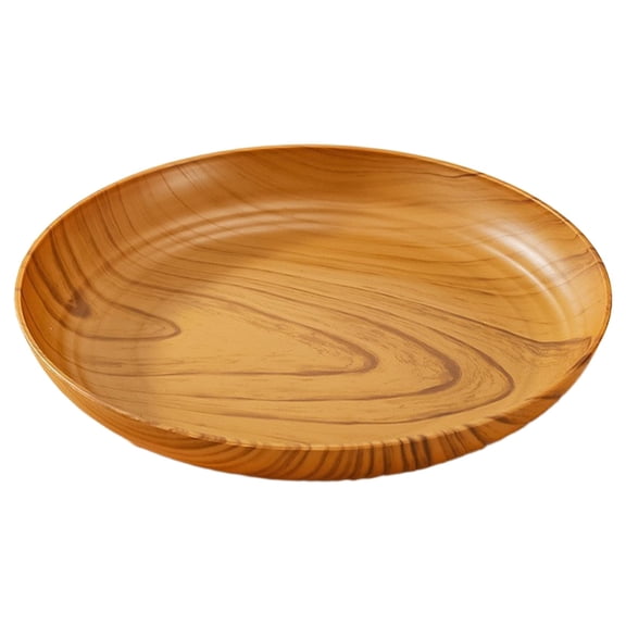 Plastic Wood Grain Tray,Multi-purpose Round Tea Tray,Small Tea Serving Tray,Tea Baking Serving Plate for Home Tea House,Non-slip and Non-stick,Suitable for Kinds Cups,Living Room Decor(25x25cm)