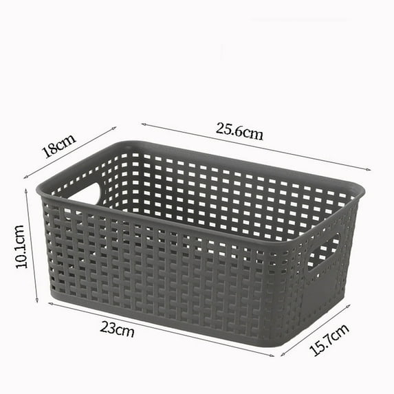 Plastic Woven Storage Basket | Stackable Organizer for Toys, Books & Office Supplies | 25.6x18x10.1cm | Built-in Handles | Hollow Design for Airflow | 1-Pack