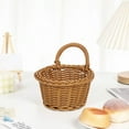 thumbnail image 1 of Plastic Woven Wall Basket | Rattan Style Storage Organizer | Vintage Decorative Hanging Bin | Kitchen & Bathroom Small Item Holder | 6.7x6.7x6.1 Inches, 1 of 6