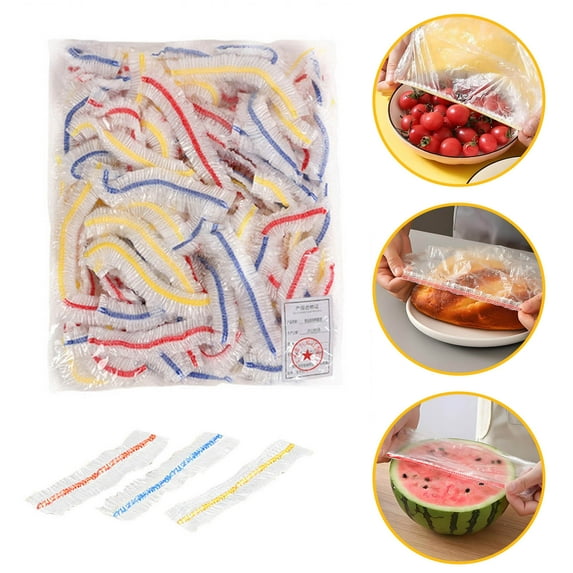 Plastic Wrap Cling Film Disposable Food Covers | Odor-Proof Dustproof Leak-Resistant | Strong Adhesion Recyclable | For Refrigerator Bowls Plates Vegetables Leftovers | 100 Pack
