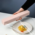 thumbnail image 1 of Plastic Wrap Dispenser with Cutter 12.48in ABS Magnet Refillable Cling Film Foil Baking Paper Organizer Kitchen Storage Space Saving Strong Sliding Knife White Pink Green, 1 of 5