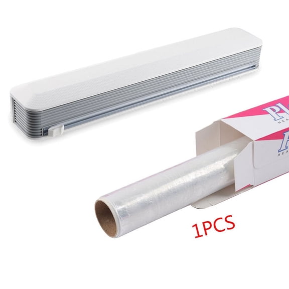 Plastic Wrap Dispenser with Cutter, Tin Foil and Plastic Cling Wrap Organizer, Aluminum Foil Organization and Storage,Magnetic Bottom, High temperature food grade PE/PVC cling film