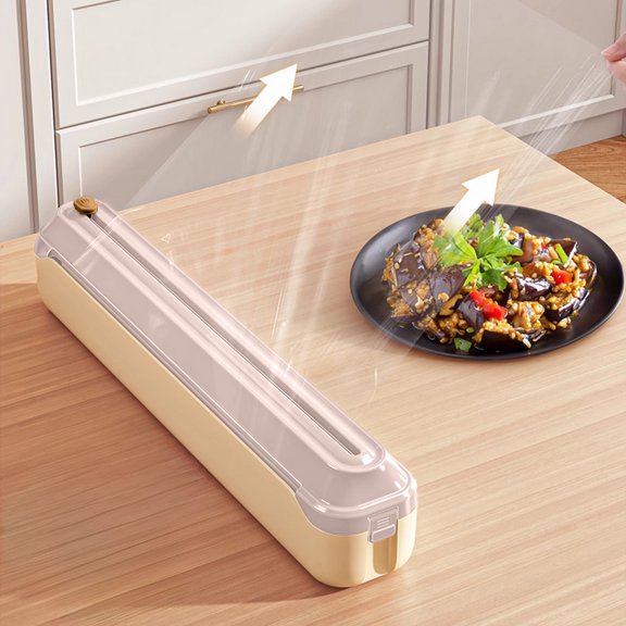 Plastic Wrap Dispenser, Refillable Aluminum Foil Cutter Organizer, Built-in Slide Blade for Cling Film, Baking Paper, Tin Foil, Space Saving Kitchen Tool