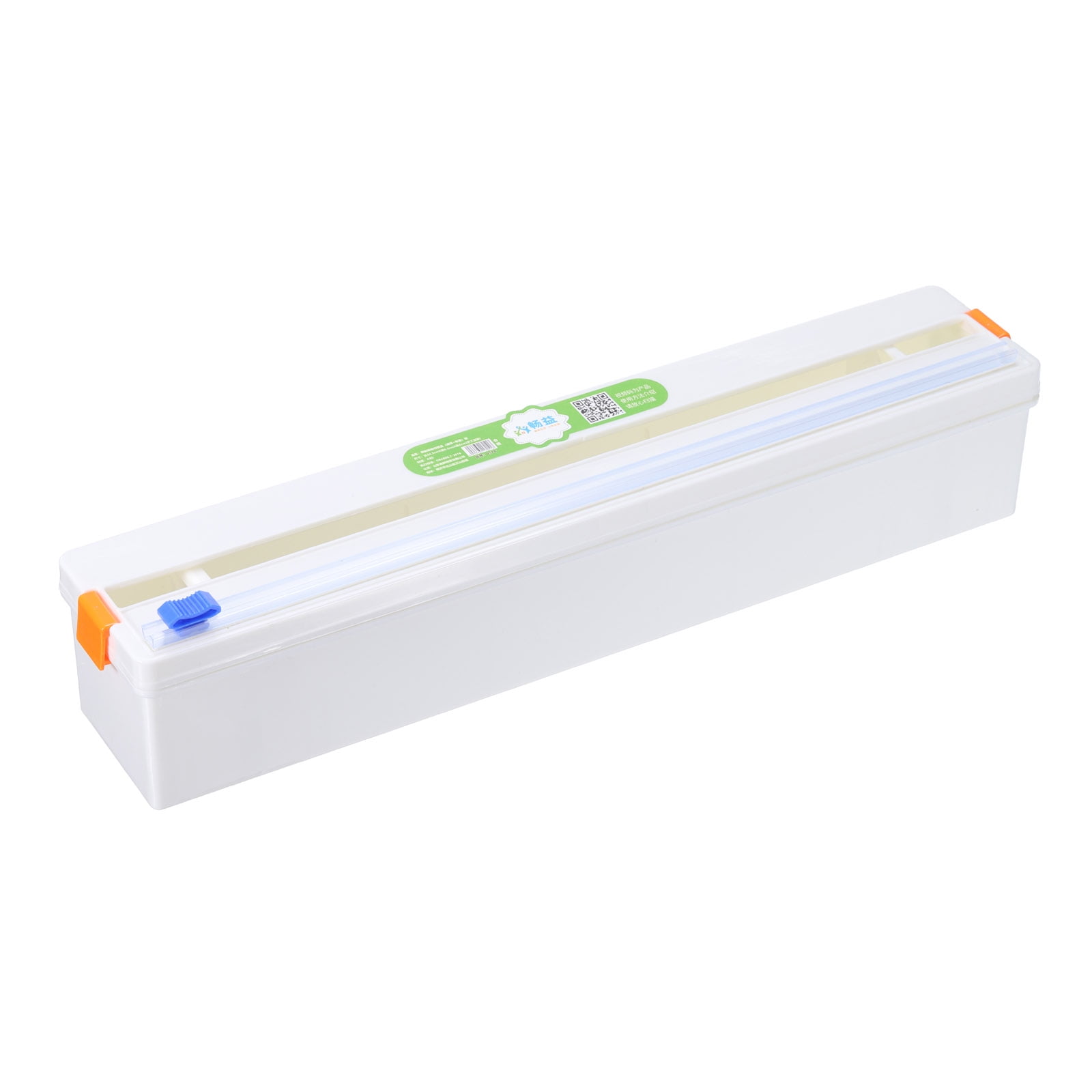 Plastic Wrap Dispenser with Slide Cutter, Cling Wrap Aluminum Foil Wrap Organizer, White