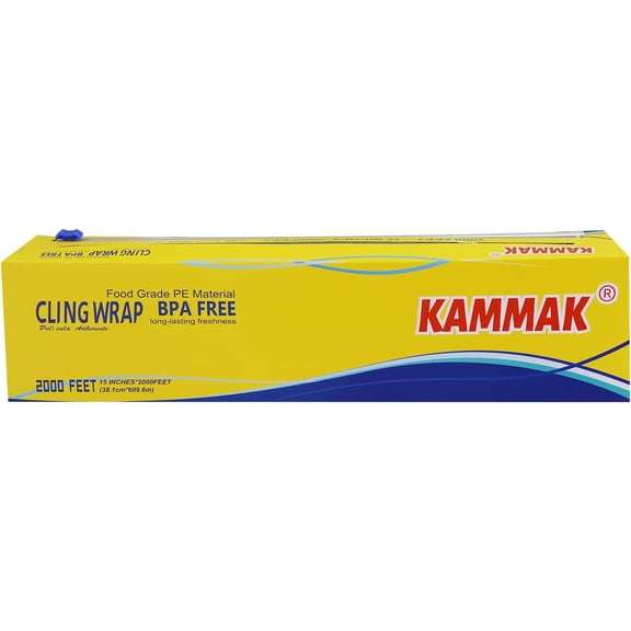 Plastic Wrap Food Cling Wrap with Slide Cutter 15 inch Restaurant Cling Film 2000 Ft Bulk Roll Refillable Food Service Cling Wrap Dispenser Quick Cut Anti-Fog Cling Film for Kitchen